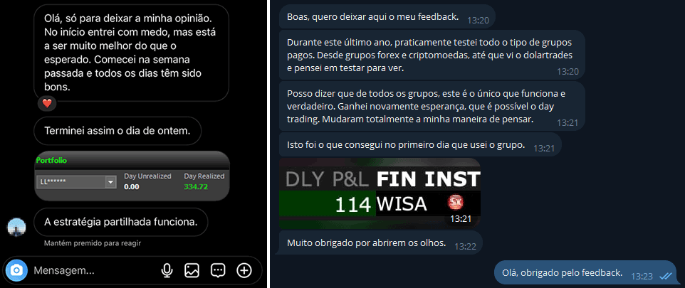 Feedback dos membros dolar.trade